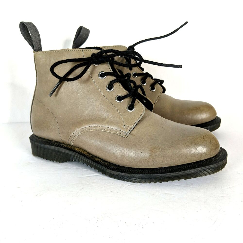 Dr Marten Emmeline Leather Boots Women Size 6 EU 37 Gray Burnished